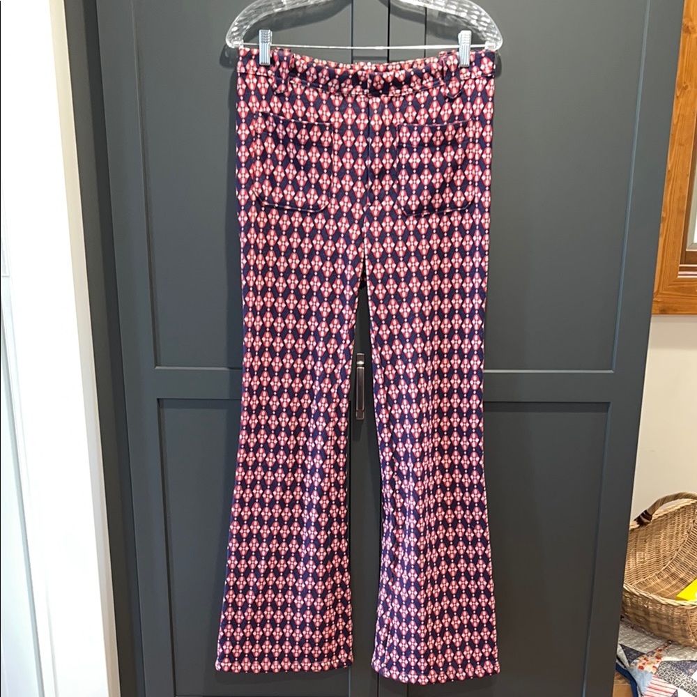 Free People Pink and Black Patterned Flare Pants